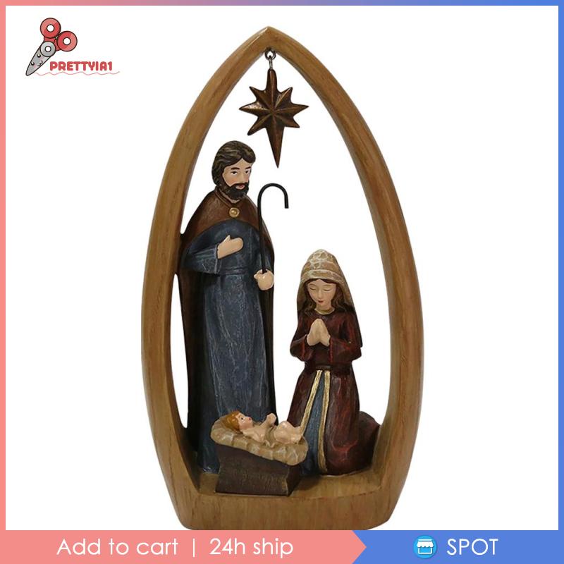 [Prettyia1] Mô Hình Giáng Sinh Bằng Nhựa Resin Thủ Công Kích Thước 24.5x16x5.2CM