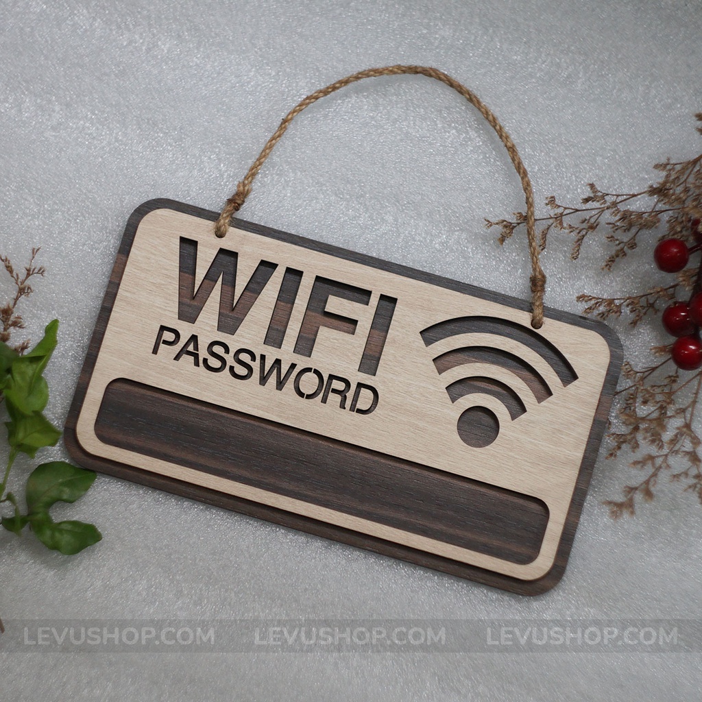 Bảng Gỗ decor thông tin wifi LEVU-TW01 trang trí quán cà phê trà sữa