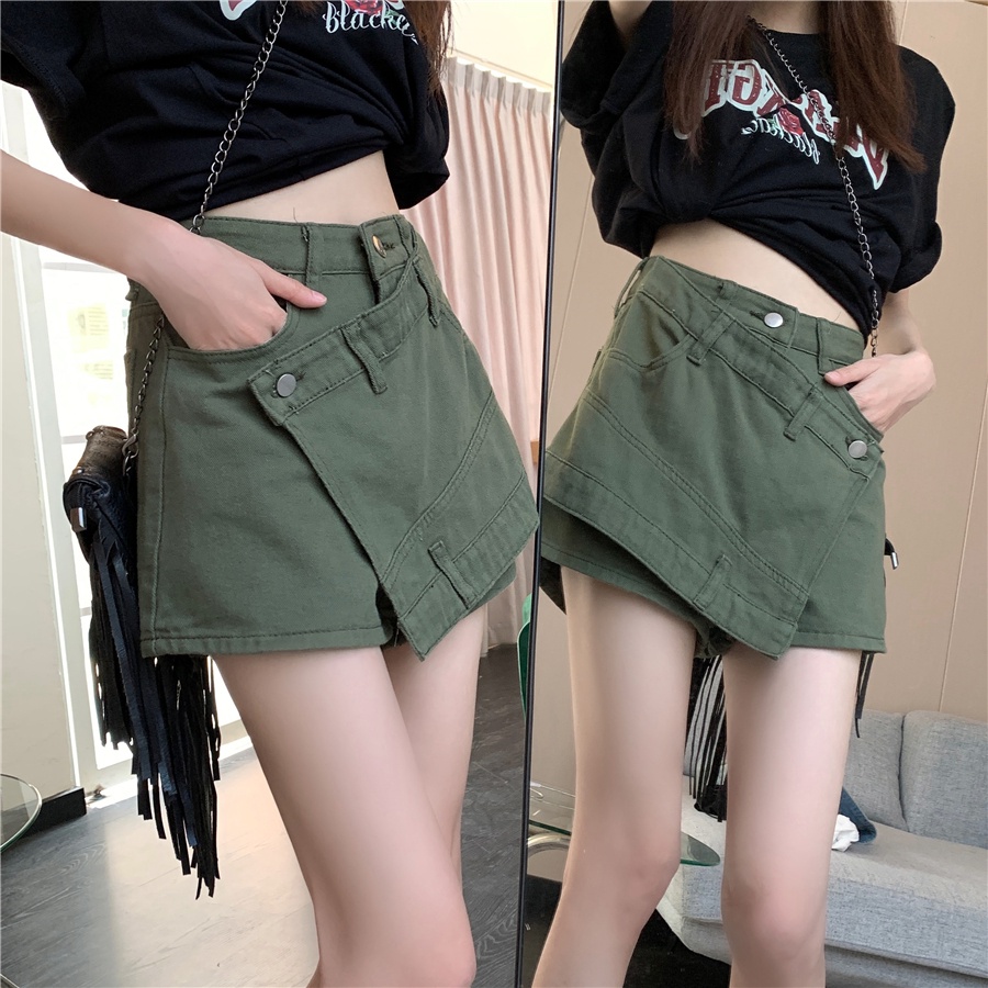 Quần jeans giả váy nữ Leeva Shop lệch tà phong cách cá tính CV038