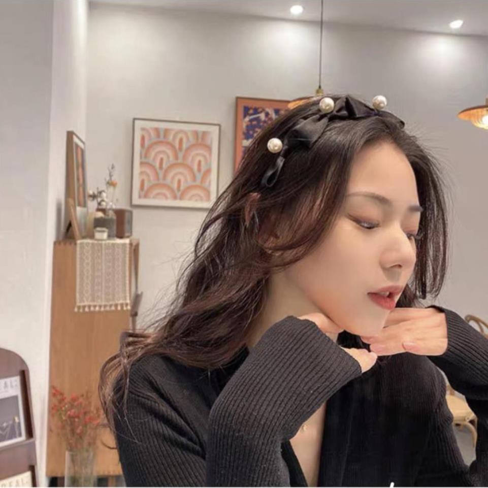 FREE SHIPBờm Cài tóc Nơ đính Ngọc Nhân Tạo Siêu Đẹp Thời Trang Hàn Quốc Dahabo BT14