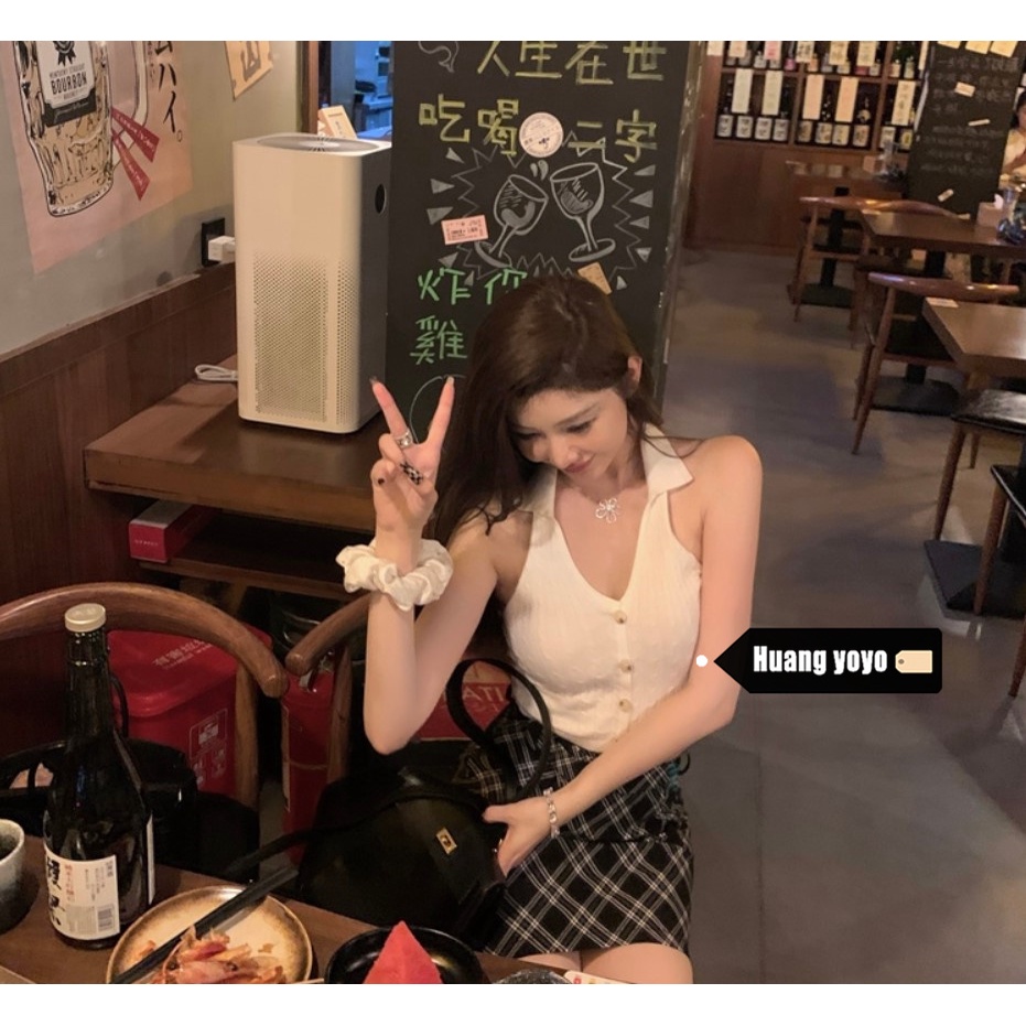 Áo Hai Dây Cài Nút Thiết Kế Mới Thời Trang Mùa Xuân Theo Phong Cách Hàn Quốc Cho Nữ