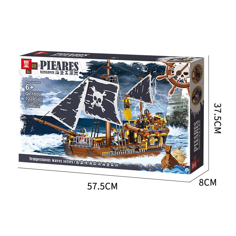 Đồ chơi lắp ráp Thuyền Cướp biển Thời Trung cổ Anh - ZHEGAO QL1800 Pirates Kingdom - 722 mảnh ghép
