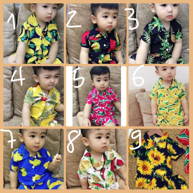 Bộ hoa quả lanh mát cho bé trai/ bé gái 7-18 kg