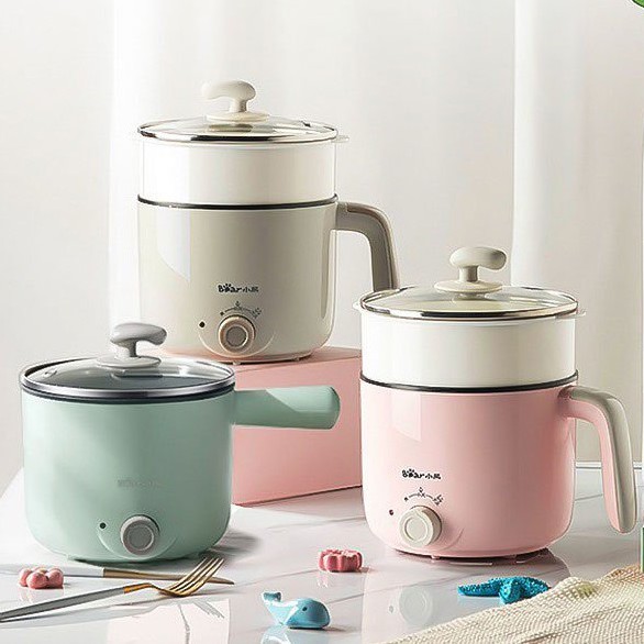 Nồi điện hầm cháo, nấu mỳ, nồi lẩu mini đa năng BEAR DRG-C12K1, công suất 600W - BH chính hãng 6 tháng