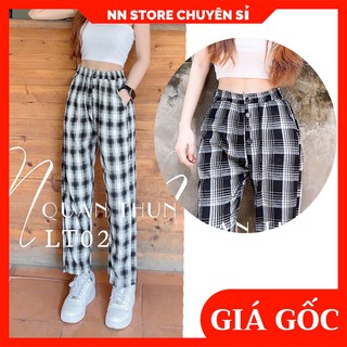 QUẦN BAGGY CARO 4 NÚT LT02 ⚡ẢNH THẬT⚡ QUẦN DÀI NỮ CARO LT09