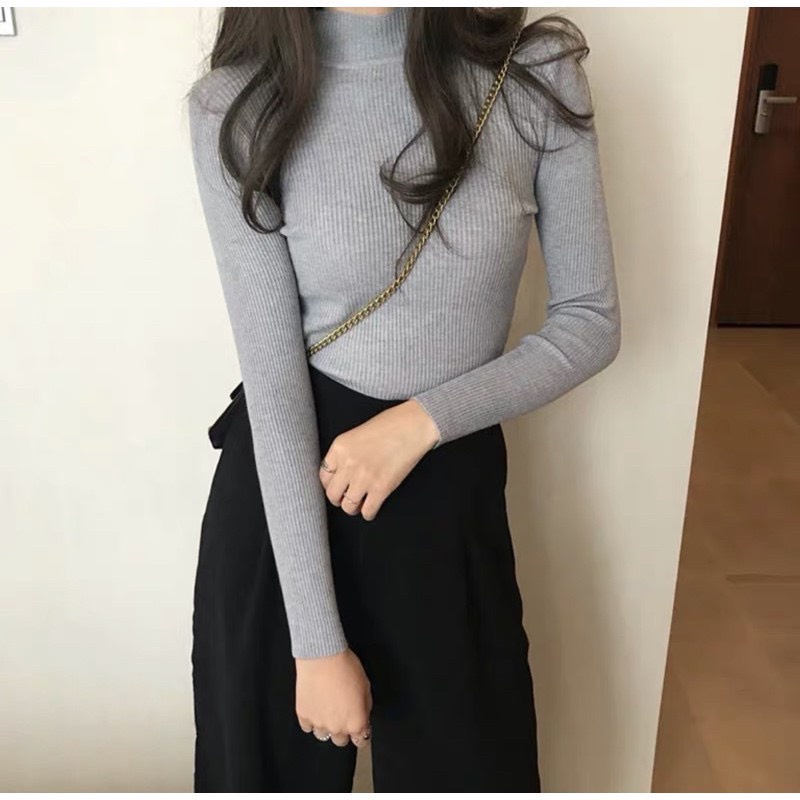 Áo len tăm cổ 3 phân, áo len tăm giữ nhiệt cổ cao 3cm siêu ấm hàng cao cấp hàng quảng châu TN81