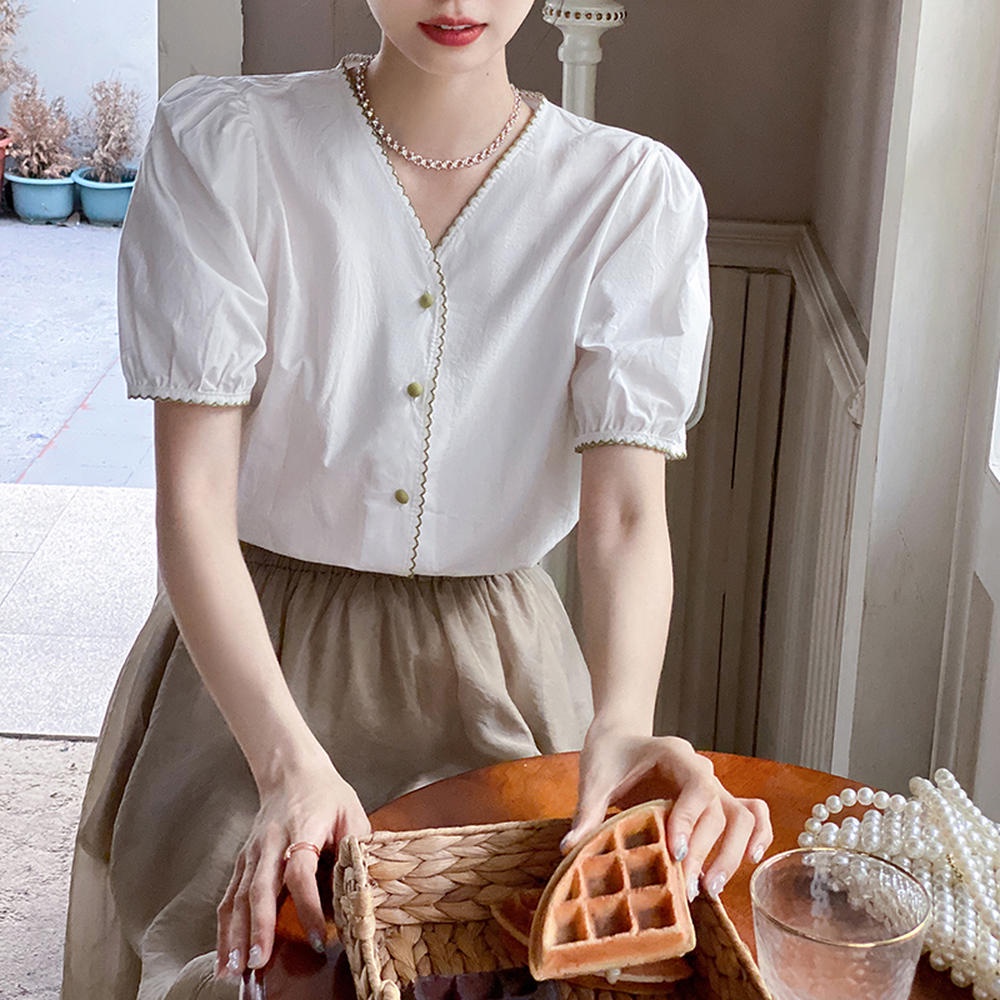 Áo Kiểu Tay Ngắn Cổ Chữ V Thời Trang Cho Nữ 50887