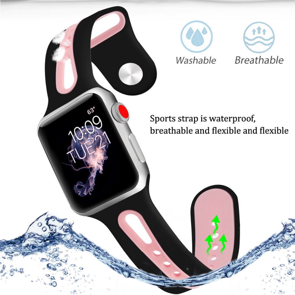 Watch Band for Apple Watch 4 3 2 1 38mm 42mm Silicone Bands Watchband for Iwatch Series 4 40mm 44mm Sports Strap