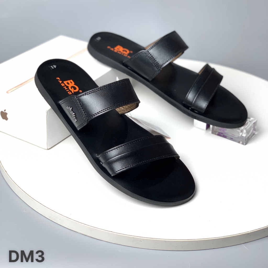 Dép lê nam BQ ❤️FREESHIP❤️ Dép lê nam 2 quai da bò đế cao su cao cấp DM3