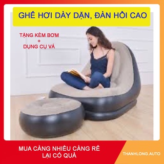 [ Tặng Bơm ] Ghế Hơi Tựa Lưng Bọc Nhung, Mềm Mịn Êm Ái, Có Đệm Hơi intex Lót Chân Cao Cấp -THANHLONG.AUTO