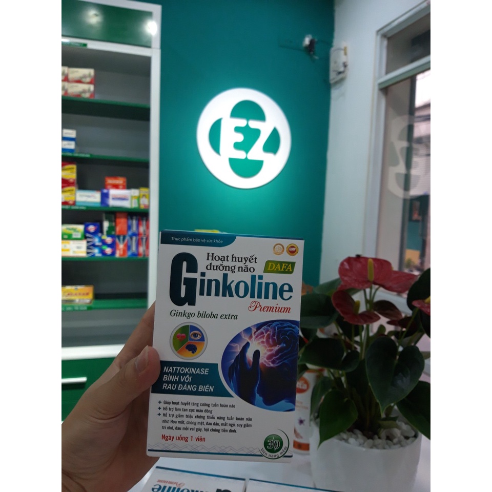 Hoạt huyết dưỡng não Ginkoline Premium giúp tăng cường tuần hoàn máu não - Hộp 30 viên - EZ Pharmacy