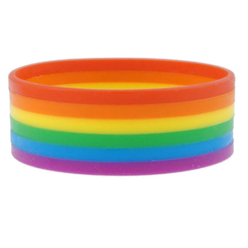 Vòng Đeo Tay Silicone Cao Su Màu Cầu Vồng Cho Nam Nữ