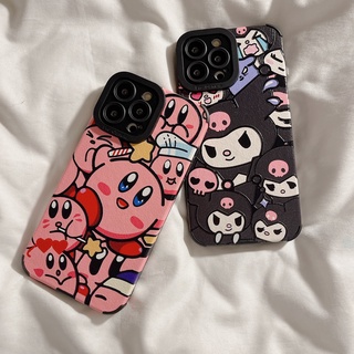 Ốp Điện Thoại Da Chống Sốc In Hình Kuromi And Kirby Đáng Yêu Cho Iphone