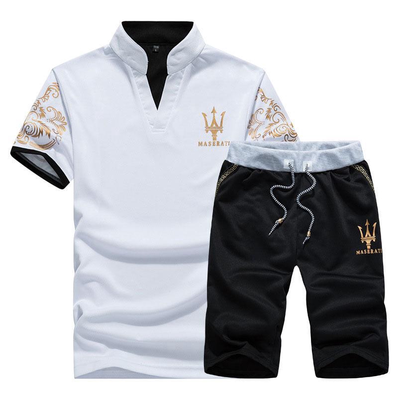 Set Áo Thun Cổ Chữ V + Quần Short Dành Cho Nam Size M-4XL