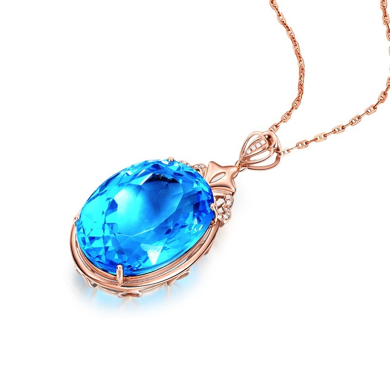 vòng cổ Mạ Vàng Hồng 18k Đính Đá Topaz Xanh Navy