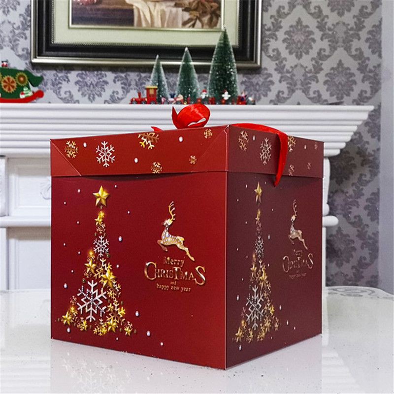 Set 3 hộp đựng quà giáng sinh hình vuông có nắp đậy và dây ruy băng cao cấp (có bán lẻ)