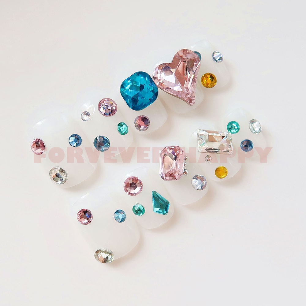 Set 24 Móng Tay Giả 3D Đính Đá Nhân Tạo Thời Trang Dành Cho Nữ