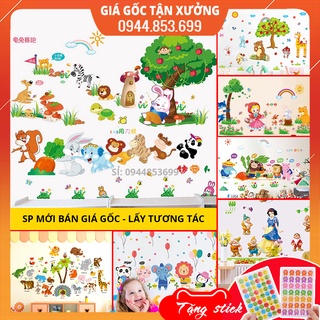 Combo 2 Tranh dán tường, decal dán tường cho bé Hàn Quốc, đề can dán tường cho bé, tranh decal dán tường cho bé