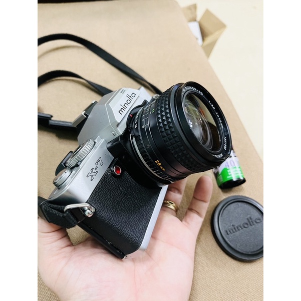 Máy ảnh film Minolta X7 + lens góc rộng Minolta MC 28mm f3.5 ngàm MD