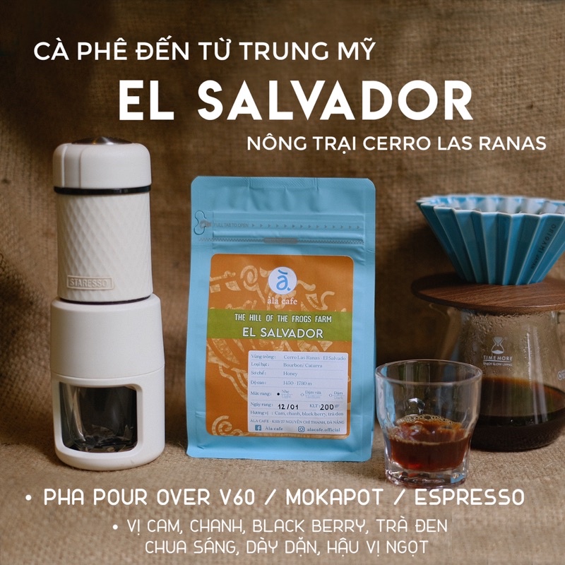 Cà phê hạt nước ngoài El Salvador túi 200gram