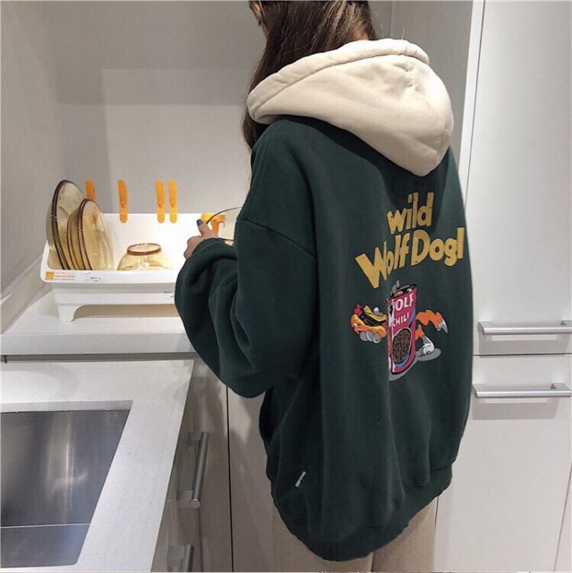 Áo hoodie vải nỉ lót bông dày dặn in Wolfdogl | BigBuy360 - bigbuy360.vn