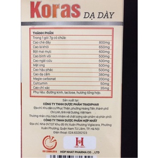 KORAS DẠ DÀY Hộp 20 gói.