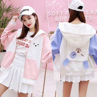 Áo khoác vải dù nữ phối màu dễ thương