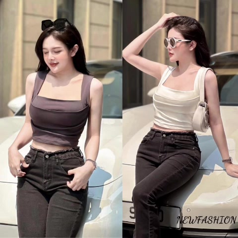 Áo hai đây bản to - Áo croptop cổ vuông - Áo thun ôm body - Áo thiết kế phong cách trẻ trung, năng động nhiều màu | BigBuy360 - bigbuy360.vn