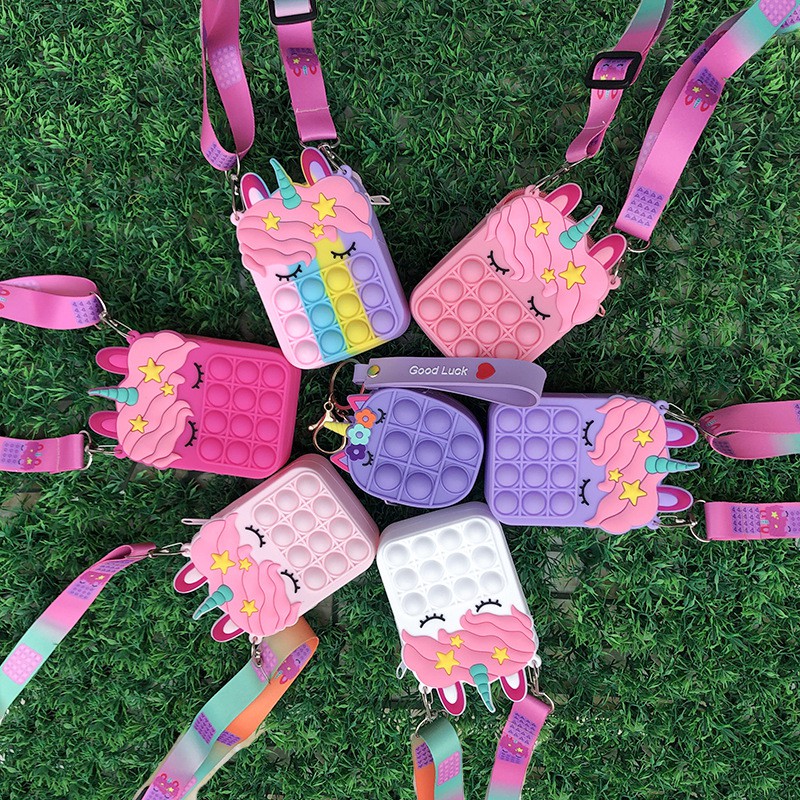 Túi đựng tiền xu kiêm đồ chơi bóp bong bóng silica gel đơn giản nhiều màu và hình dạng tùy chọn cho trẻ em và bạn gái