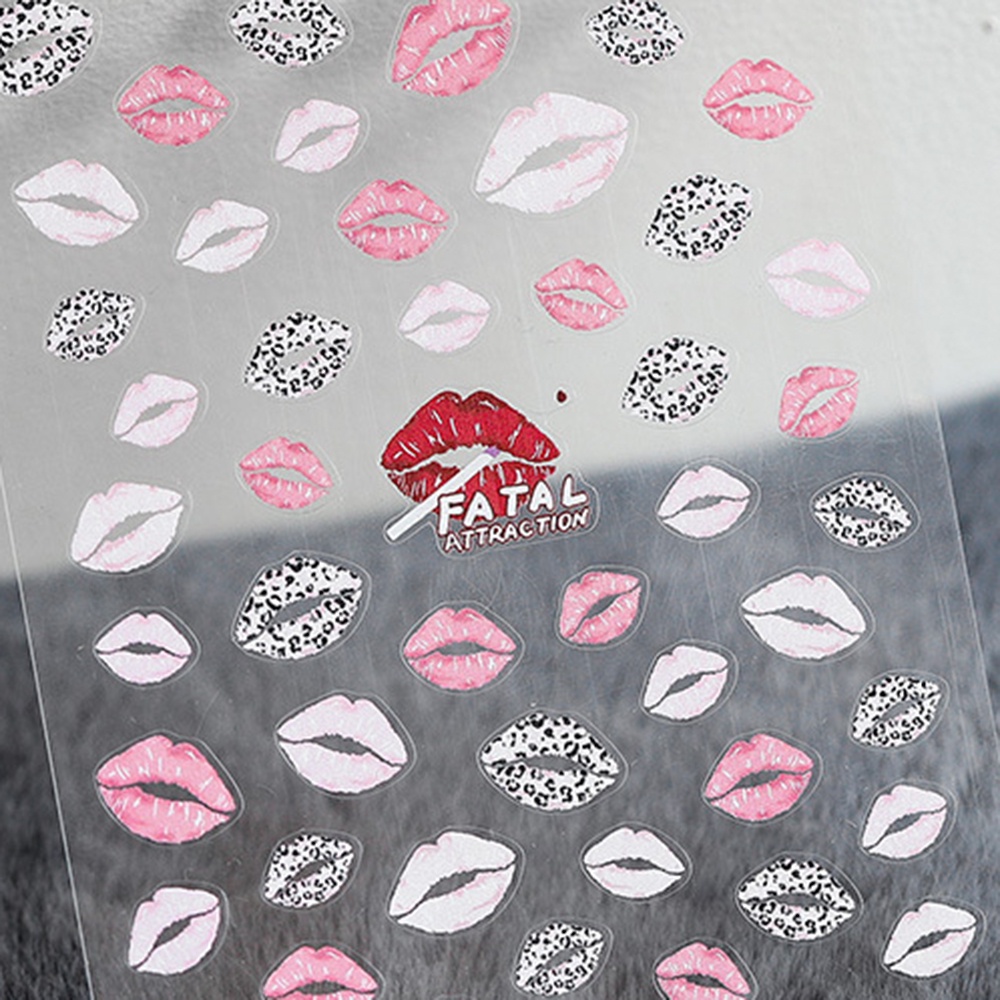 [Hàng mới về] Miếng Dán Trang Trí Móng Tay Hình Đôi Môi Đỏ 5D Thời Trang Diy
