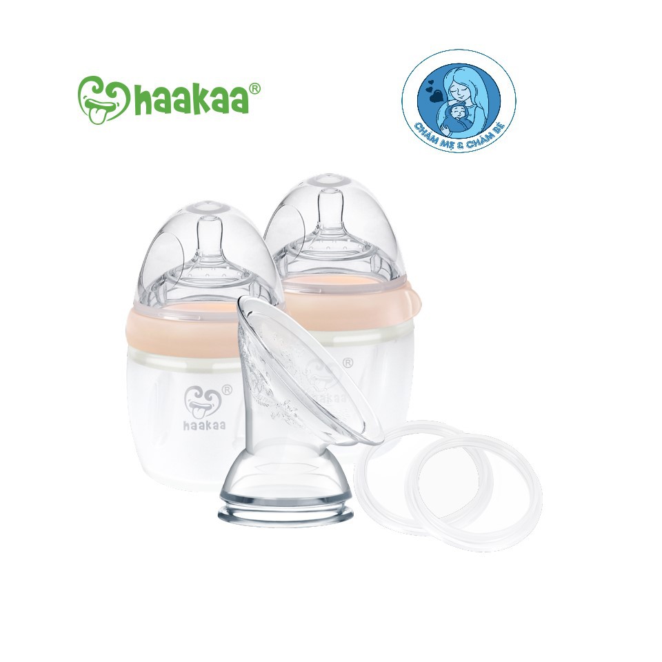 [HÀNG CHÍNH HÃNG] COMBO 02 CỐC HỨNG SỮA, HÚT SỮA SILICONE CAO CẤP HAAKAA THẾ HỆ 3 KÈM PHỄU HÚT HỨNG SỮA CHO MẸ