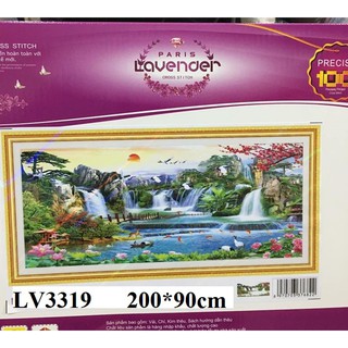Tranh thêu chữ thập Phong cảnh 3D Lưu Thủy Sinh Tài LV3319 200*90cm