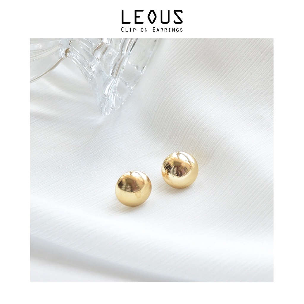 Khuyên tai kẹp không bấm lỗ chốt cố định K123 bằng hợp kim mạ vàng hình tròn dáng ngắn Leous Accessories