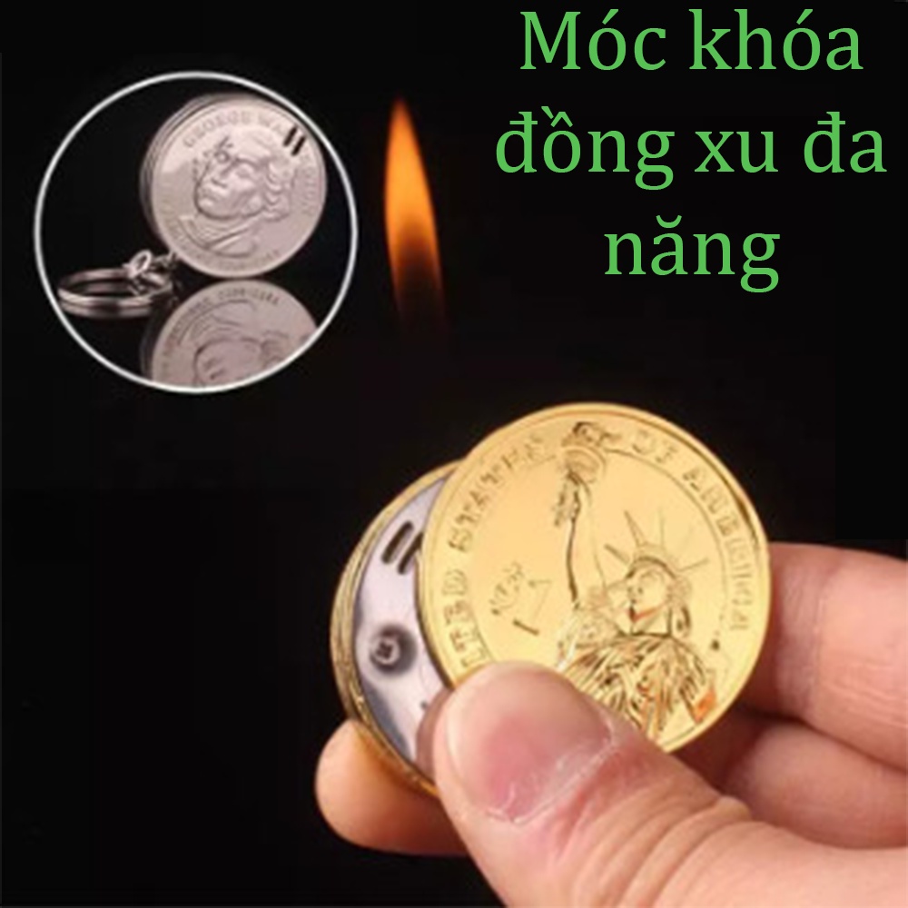 Móc Khóa Đồng Xu 1 đô Đa năng tiện lợi