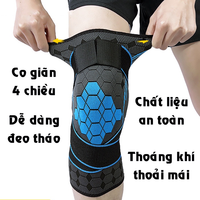 Bó Gối Thể Thao BG/09 Tích Hợp Dây Đai Trợ Lực Bảo Vệ Toàn Diện Khớp Gối Khi Chơi Bóng Rổ Bóng Chuyền Tập Gym