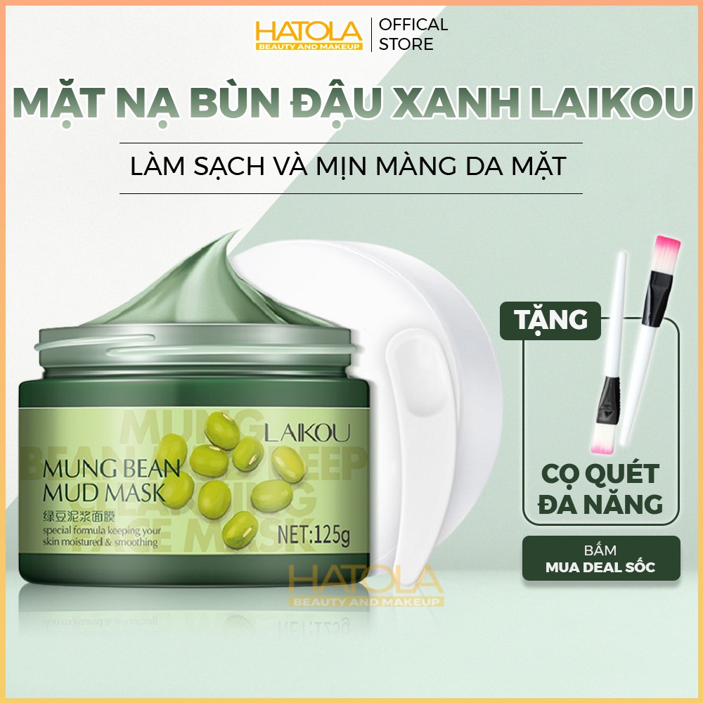 Mặt nạ bùn trà xanh đậu xanh LAIKOU detox thải độc da làm sạch sâu kiềm dầu loại bỏ mụn đầu đen se khít lỗ chân lông