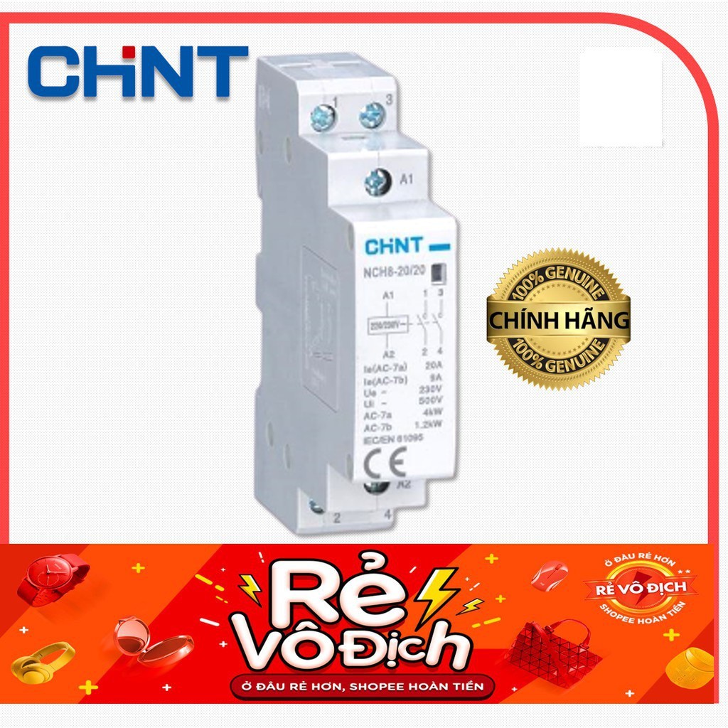 Khởi động từ 1 pha CHINT NCH8-20/20 NCH8-25/20 NCH8-40/20 NCH8-63/20 20A 25A 40A 63A 220V