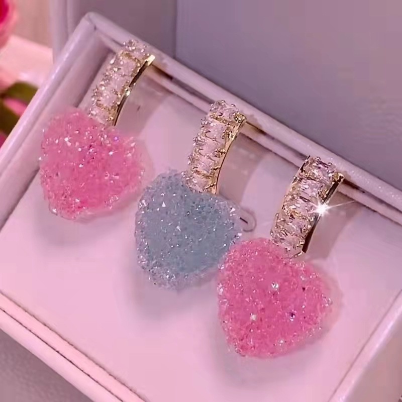 Khuyên tai RINHOO FRIENDSHIP thiết kế hình trái tim ngọt ngào đáng yêu thời trang Hàn Quốc cho nữ