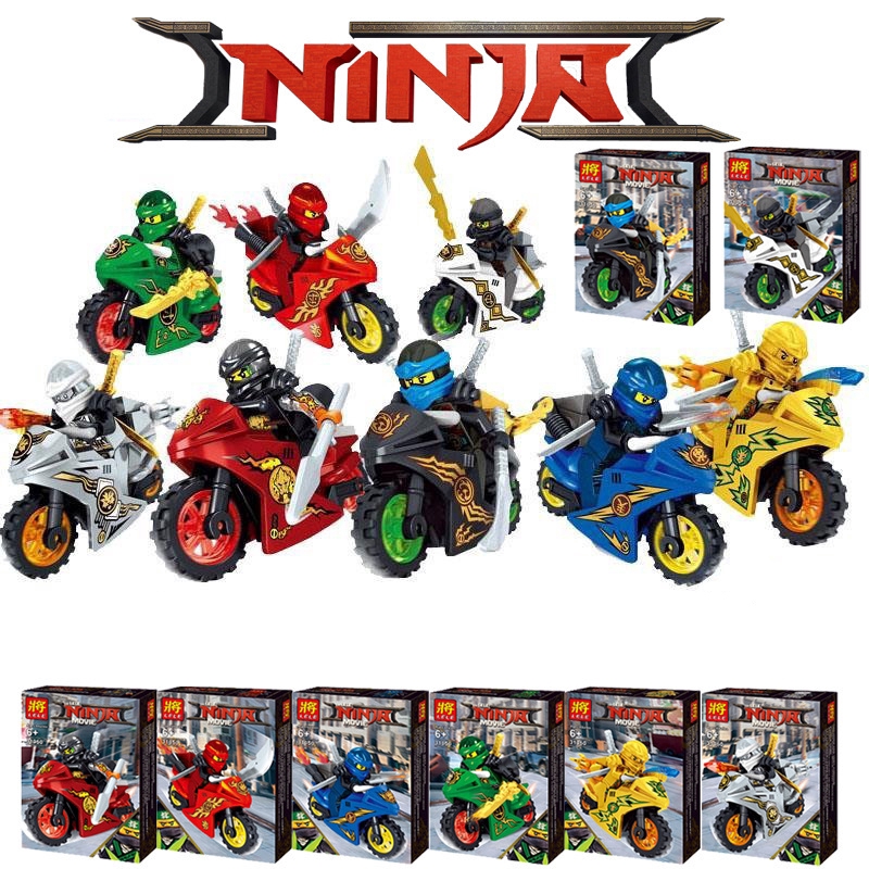 8Pcs Ninjago Motorcycle Set Minifigures Ninja Mini Figures Fits Lego Blocks Toys