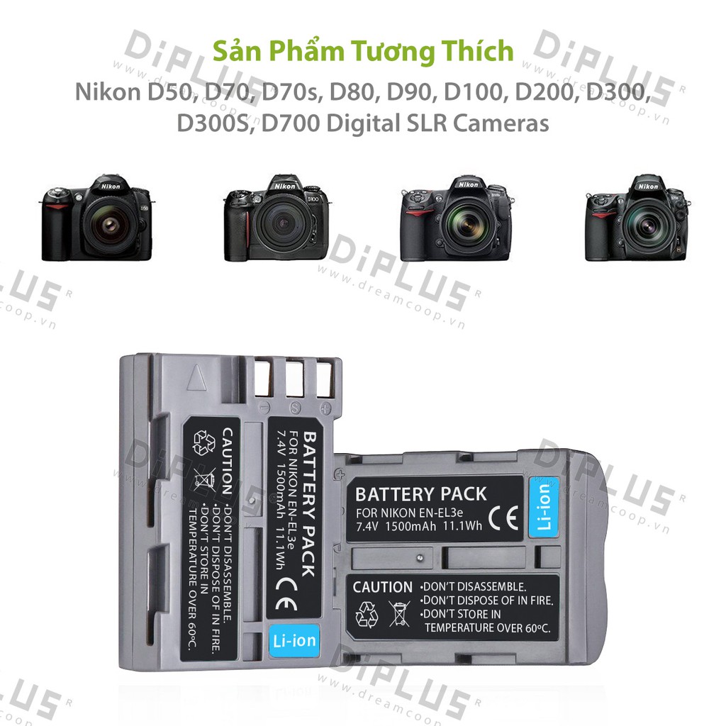 Pin máy ảnh Nikon EN-EL3e Nikon D700 D300s D300 D200 D100 D90 D80 D70s D70 D50 Nikon ENEL3e Camera battery nikon enel3e