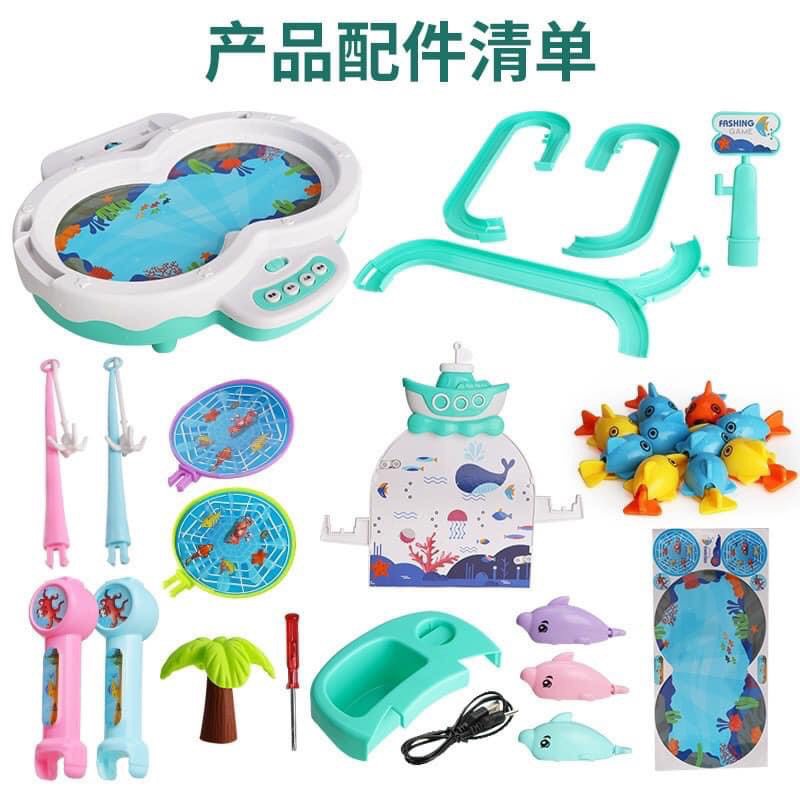 Bộ Đồ Chơi Câu Cá Cầu Trượt Mô Hình Thác Nước Có Đèn Có Nhạc Vui Nhộn