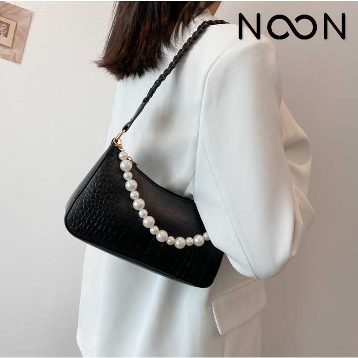 Túi đeo vai NOON quai tết kèm quai đính hạt trẻ trung NB01