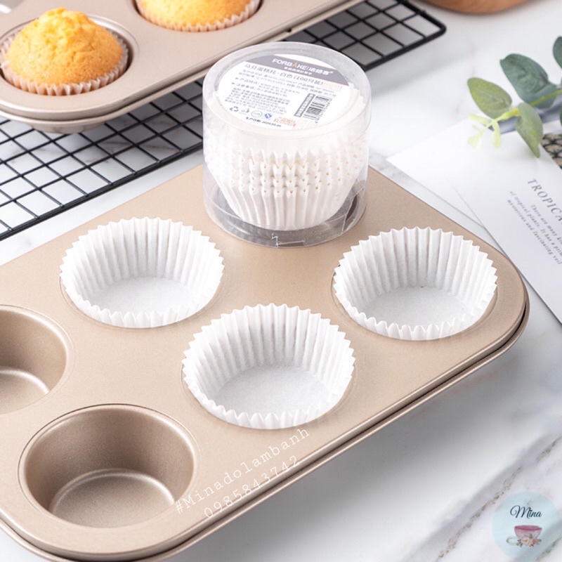 Khuôn làm bánh Cupcake 6 ô - Vàng
