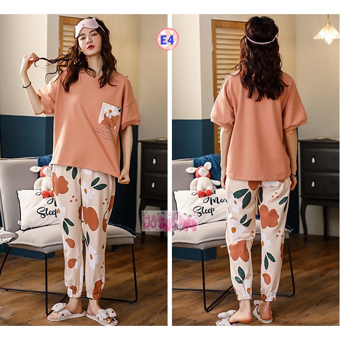 Bộ Ngủ Mùa Hè Thun cotton ( 100% cotton) mỏng mát E4 | BigBuy360 - bigbuy360.vn