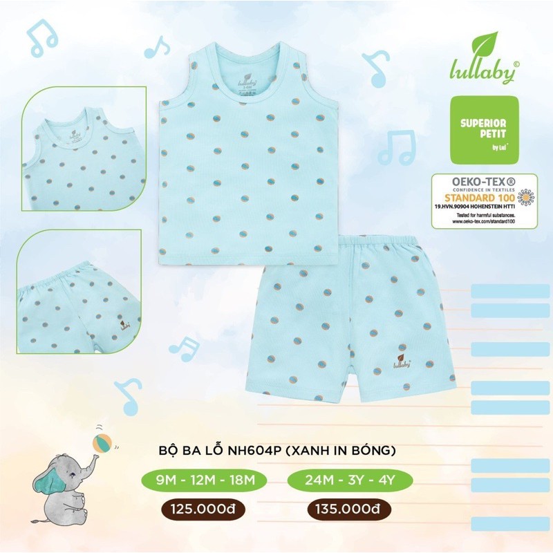 (Hà nam)Bộ ba lỗ petit Lullaby dành cho bé trai và bé gái