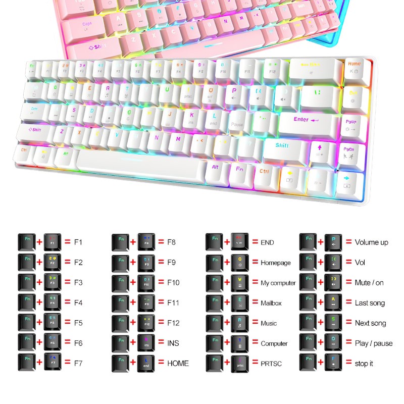 Bàn Phím Cơ Gaming Led RGB T8 Pink mini nhỏ gọn