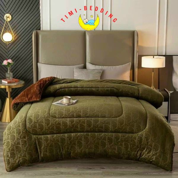 Chăn lông thỏ DIOR chính hãng, nhập khẩu túi da xịn nặng 4.5kg, kích thước 2x2,3m - Timibedding