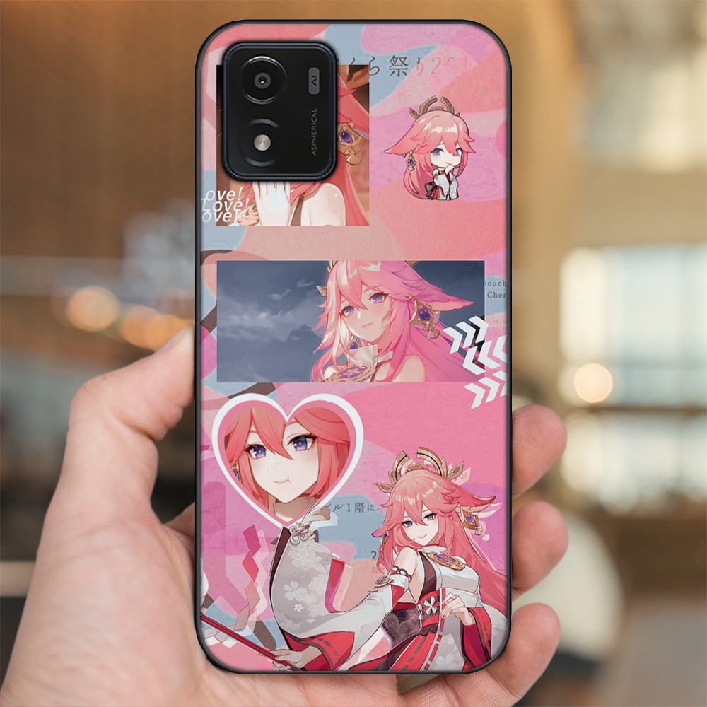 Ốp lưng Vivo Y01 viền đen in hình Yae Miko Genshin Impact