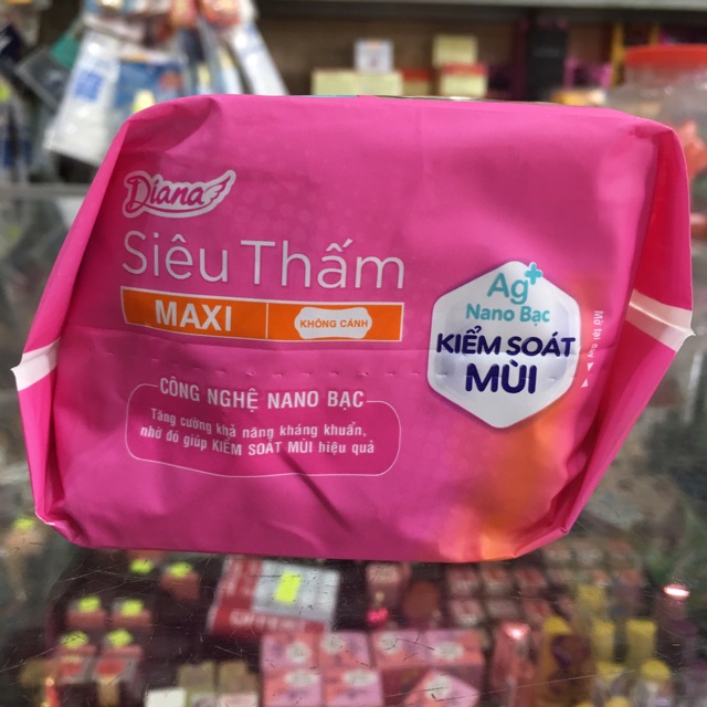 Băng vệ sinh Diana siêu thấm kiểm soát mùi Maxi không cánh 8 miếng 23cm