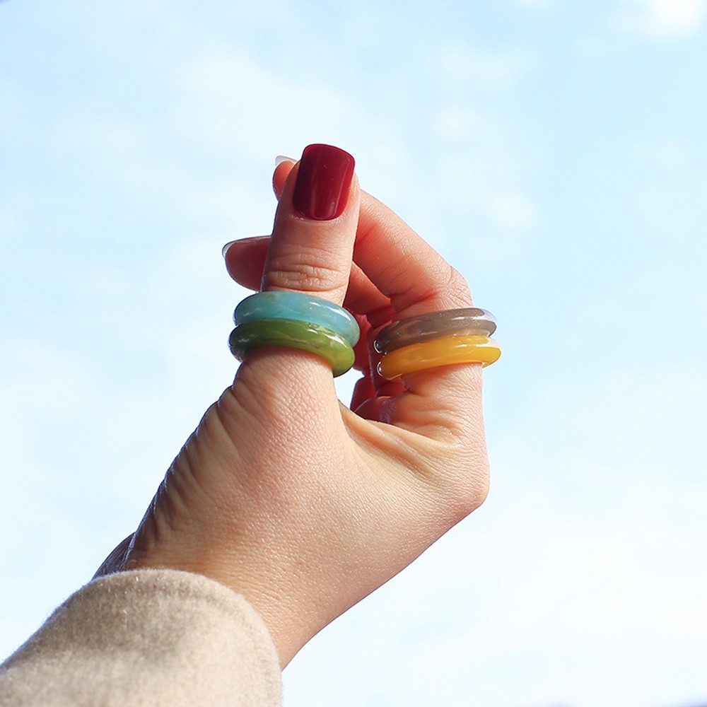 Nhẫn acrylic trong suốt phong cách Hàn Quốc cổ điển thời trang đơn giản cho nữ